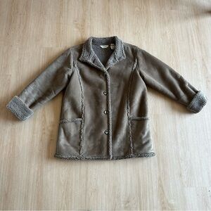 L.L. Bean Sherpa Style Button Down Soft Cozy Warm Fall Coat Jacket